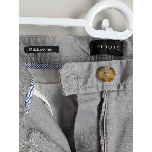 Talbots Pants Gray Relaxed Chino Straight Leg Mid-Rise Flat Front Size 12P - Picture 5 of 8